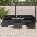 Havesofa Sæt 9 pcs Sort Polyrattan og pulverlakeret stål
