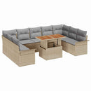 Havesofa Sæt med pude 10 pcs beige og lysegrå