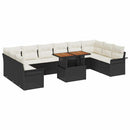 Havesofa Sæt med pude 11 pcs Sort og Cream polyrattan