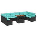 Havesofa Sæt med pude 11 pcs Sort og Blå polyrattan