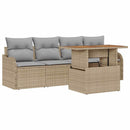 Havesofa Sæt med pude 5 pcs Beige og lys grå polyrattan