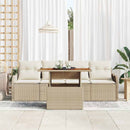 Havesofa Sæt med pude 5 pcs Beige og creme polyrattan