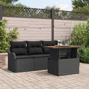 Havesofa Sæt med pude 5 pcs Sort polyrattan