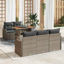Havesofa Sæt med pude 6 pcs Grå polyrattan