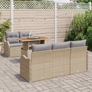 Havesofa Sæt med pude 6 pcs Beige og lys grå polyrattan
