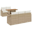 Havesofa Sæt med pude 6 pcs Beige og creme polyrattan