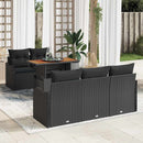 Havesofa Sæt med pude 6 pcs Sort polyrattan