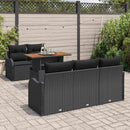 Havesofa Sæt med pude 6 pcs Sort polyrattan