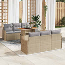 Havesofa Sæt med pude 7 pcs Beige og lys grå polyrattan