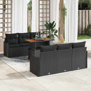 Havesofa Sæt med pude 7 pcs Sort polyrattan
