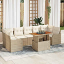 Havesofa Sæt med pude 8 pcs Beige og creme polyrattan