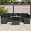 Havesofa Sæt med pude 8 pcs Sort polyrattan