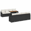 Havesofa Sæt med pude 7 pcs Sort og cremefarvet