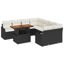 Havesofa Sæt med pude 7 pcs Sort og cremefarvet