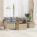 Havesofa Sæt med pude 6 pcs Beige og lys grå polyrattan