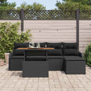 Havesofa Sæt med pude 6 pcs Sort polyrattan