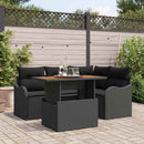 Havesofa Sæt med pude 5 pcs Sort polyrattan