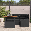 Havesofa Sæt med pude 5 pcs Sort polyrattan