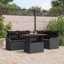 Havesofa Sæt med pude 6 pcs Sort polyrattan
