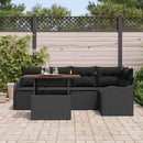 Havesofa Sæt med pude 6 pcs Sort polyrattan