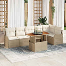 Havesofa Sæt med pude 7 pcs beige og cremefarvet