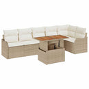 Havesofa Sæt med pude 7 pcs beige og cremefarvet