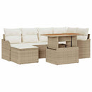 Havesofa Sæt med pude 7 pcs beige og cremefarvet