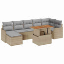 Havesofa Sæt med pude med opbevaring 8 pcs beige og lysegrå