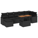 Havesofa Sæt med pude med opbevaring 8 pcs Sort