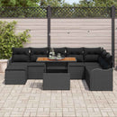 Havesofa Sæt 9 pcs Sort Polyrattan og pulverlakeret stål