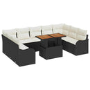 Havesofa Sæt med pude 10 pcs Sort og cremefarvet