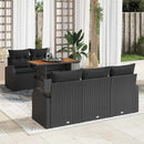 Havesofa Sæt med pude 6 pcs Sort
