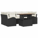Havesofa Sæt med pude 7 pcs Sort og cremefarvet
