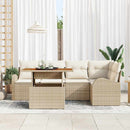 Havesofa Sæt med pude 6 pcs beige og cremefarvet