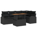 Havesofa Sæt med pude 6 pcs Sort