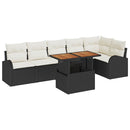 Havesofa Sæt med pude 7 pcs Sort og Cream