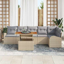 Havesofa Sæt med pude 7 pcs beige og lysegrå