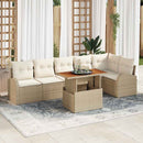 Havesofa Sæt med pude 7 pcs beige og cremefarvet