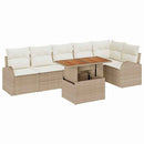 Havesofa Sæt med pude 7 pcs beige og cremefarvet