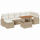 Havesofa Sæt med pude 8 pcs beige og cremefarvet