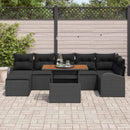 Havesofa Sæt med pude 8 pcs Sort