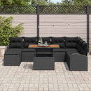 Havesofa Sæt 9 pcs Sort Polyrattan og pulverlakeret stål