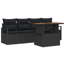 Havesofa Sæt med pude 5 pcs Sort