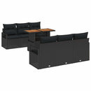 Havesofa Sæt med pude 7 pcs Sort