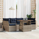 Havesofa Sæt med pude 7 pcs grå og marineblå