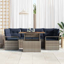 Havesofa Sæt med pude 7 pcs grå og marineblå