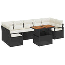 Havesofa Sæt med pude 8 pcs Sort og Cream
