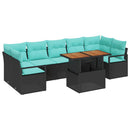 Havesofa Sæt med pude 8 pcs Sort og Blågrøn