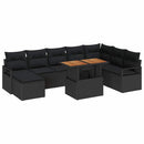 Havesofa Sæt med pude 9 pcs Sort og Brunt
