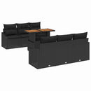 Havesofa Sæt med pude med pude 7 pcs Sort og Brunt